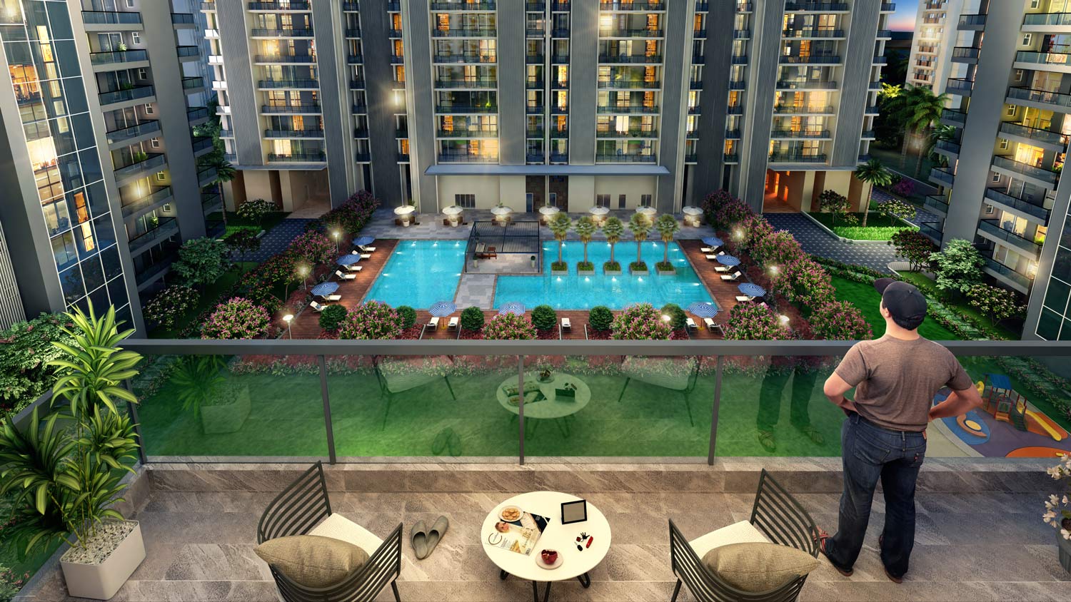 BPTP Fortune Towers Swimming Pool From Balcony