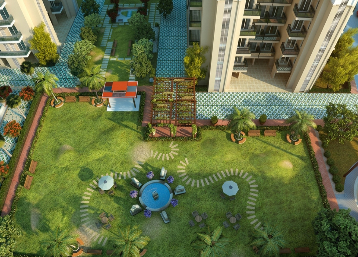 DLF The Primus green area aerial view
