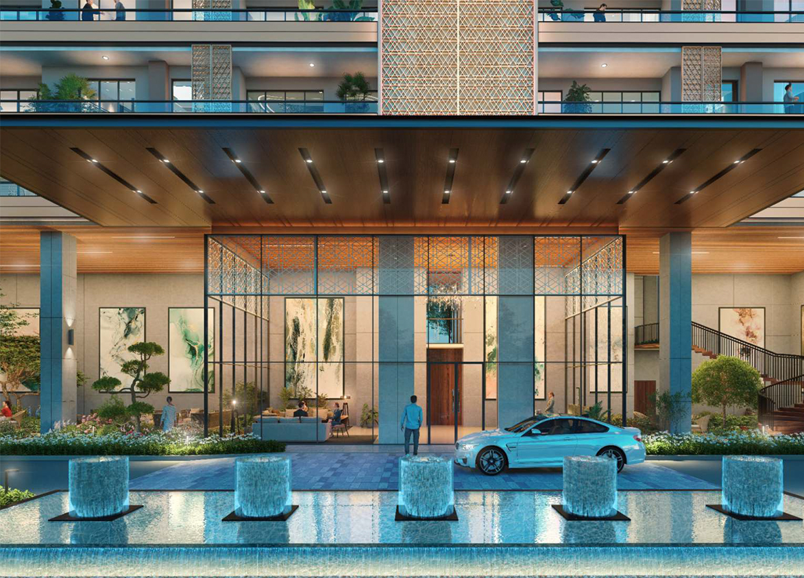 Puri Diplomatic Residences tower entrance