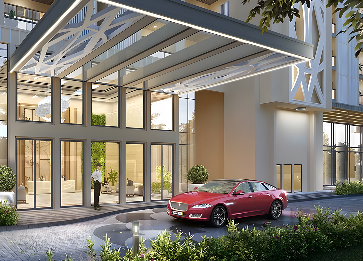 Whiteland The Aspen Tower Entrance